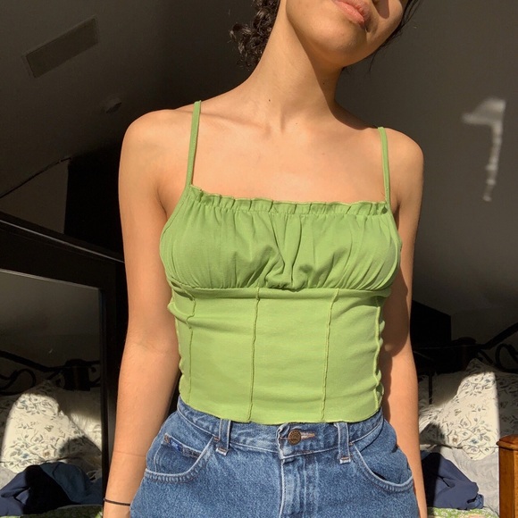 green ruched top
